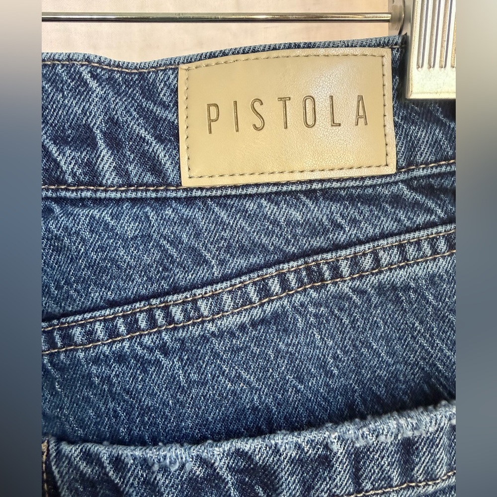 pistola Cropped High-Rise Wide Barrel Leg Jeans in Dark Blue Wash Baggy size 31 - Picture 4 of 6